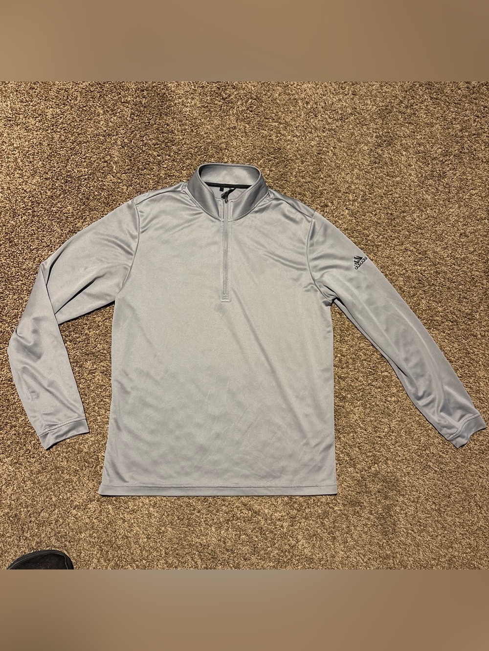 adidas Men's Light Gray Quarter-Zip Performance Jacket